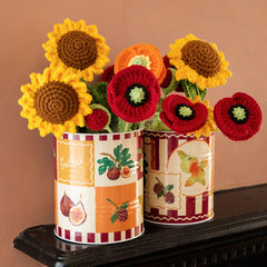 Handmade Orange Poppy Crochet Sprigs Bundle - 18cm | Home Decor |