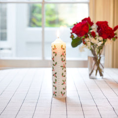 Holly Christmas Pillar Advent Candles | Christmas Countdown |
