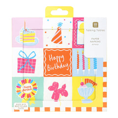 Happy Birthday Icons Paper Napkins - 20 Pack | Party Supplies |