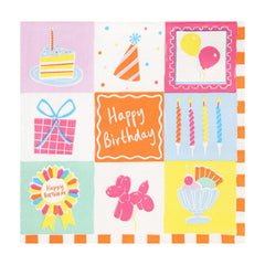Happy Birthday Icons Paper Napkins - 20 Pack | Party Supplies |