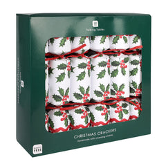 Holly White Christmas Crackers - 12 Pack | Christmas Decor |