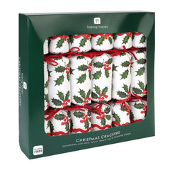 Holly White Christmas Crackers - 6 Pack | Christmas Decor |