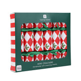 Holly Red & White Harlequin Mini Christmas Crackers - 6 Pack | Christmas Decor |