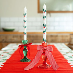 Holly Christmas Taper Dinner Candles - 12 Unit Display | Christmas |