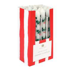Holly Christmas Taper Dinner Candles - 12 Unit Display | Christmas |