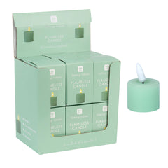 Flameless LED Tealight Candle - Sage Green - 12 Unit Display | Home Decor |