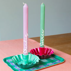 Green Scalloped Metal Candle Holder | Home Decor Gifts |