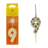 Gold Number Sparkler Duo Birthday Candle - 9 | Cake Candles |