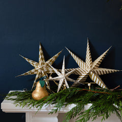 Gilded Paper Stars Decorations - 3 Pack | Christmas Tree Decorations |