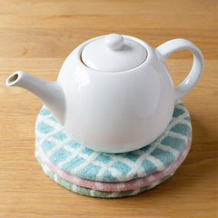 Green, Blue & Pink Checked Felt Trivets | Summer Tableware |
