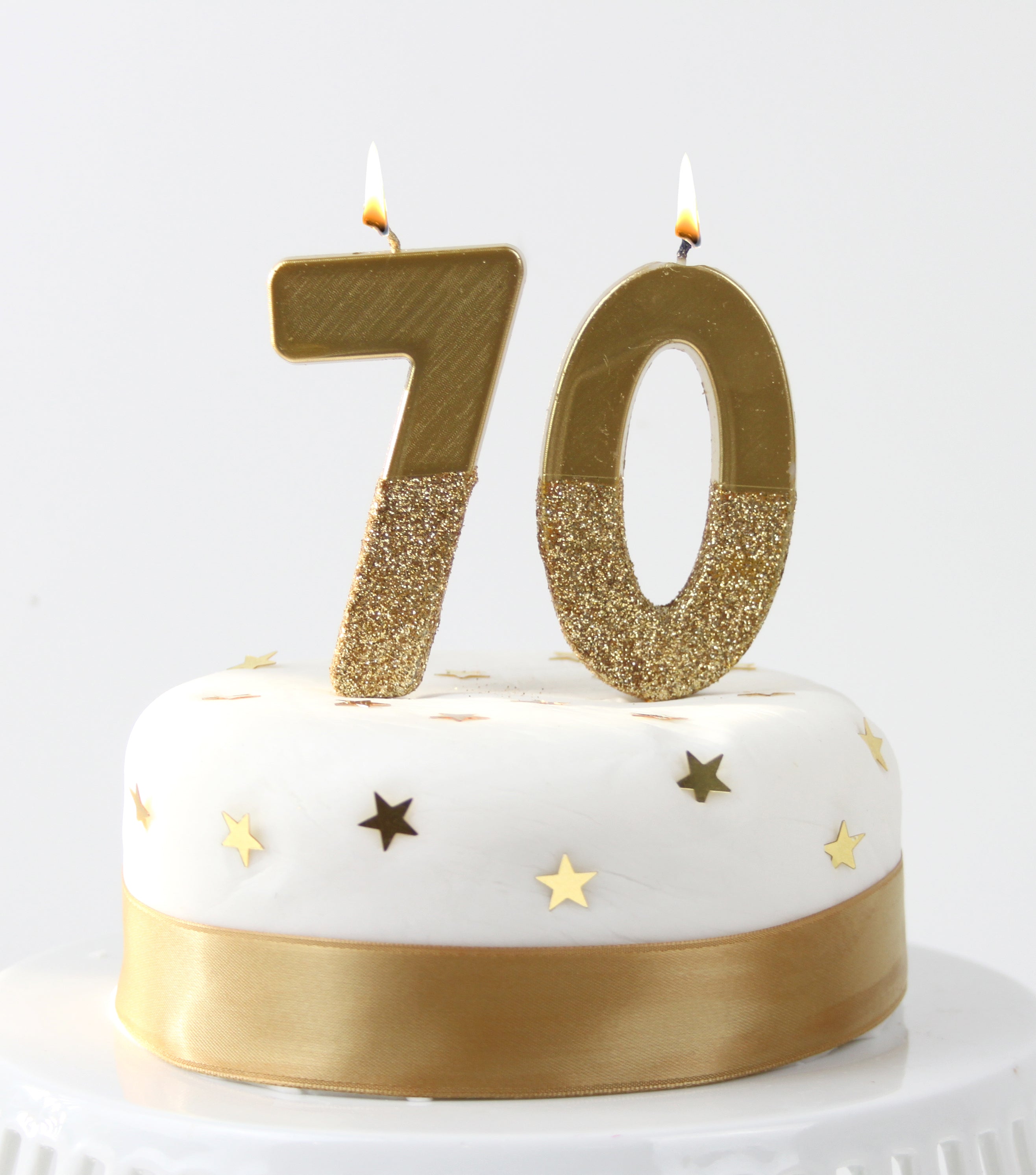 Gold Glitter Number Candle - 7