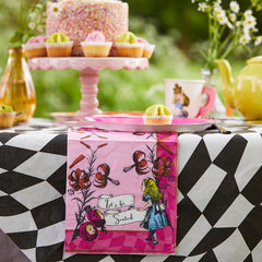 Alice in Wonderland Bright Pink Paper Napkins - 20 Pack | Party Napkins |
