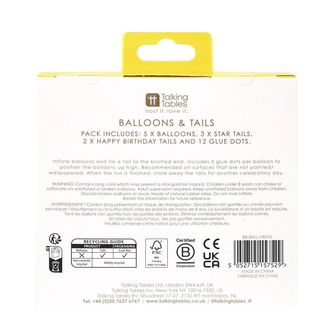 Birthday Brights Balloons With Star and Happy Birthday Tails - 5 Pack