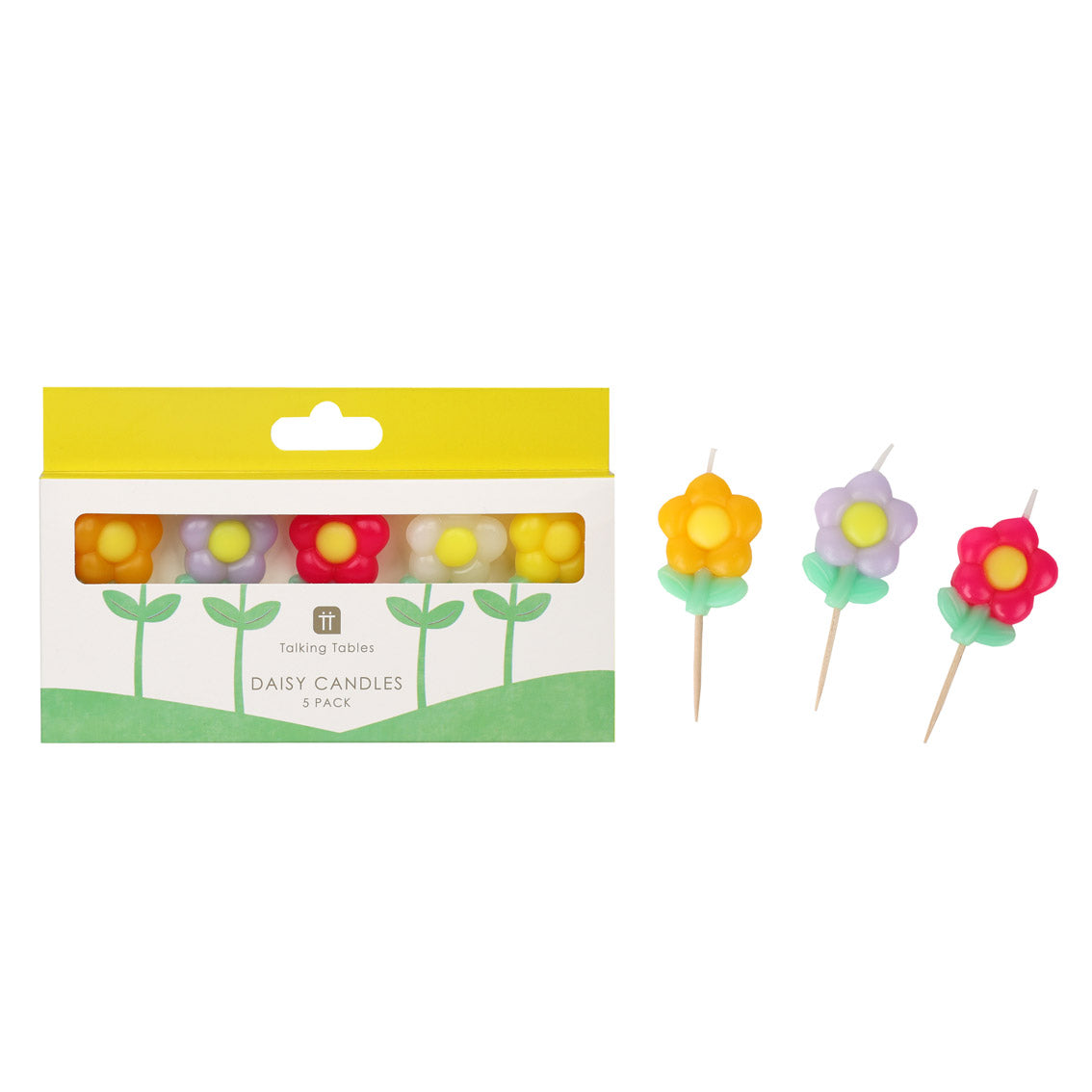 Daisy Multi Colored Birthday Candles - 5 Pack | Cake Candles |