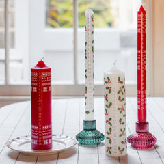 Holly Christmas Pillar Advent Candles | Christmas Countdown |