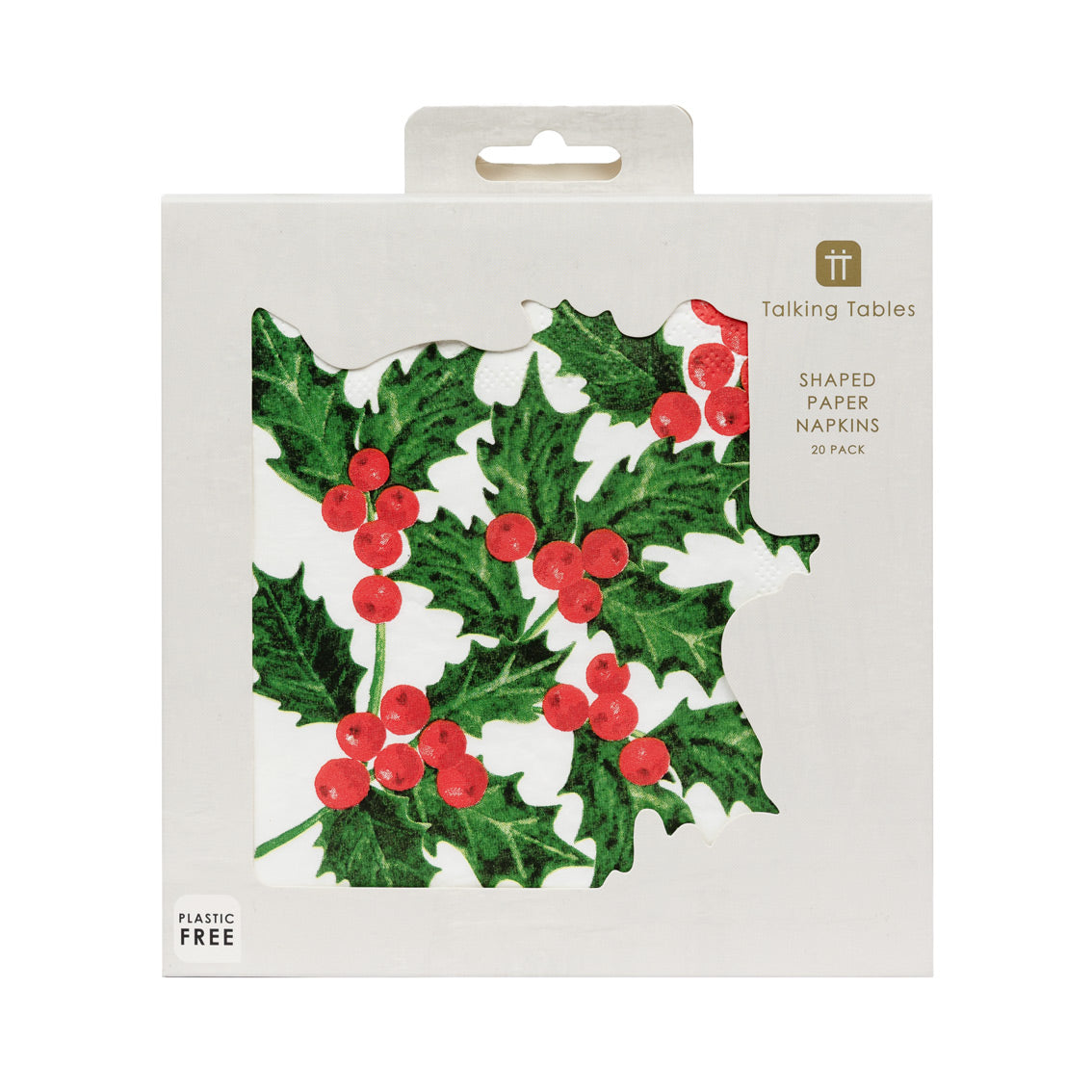 Holly Shaped Paper Napkins - 20 Pack | Christmas Napkins |