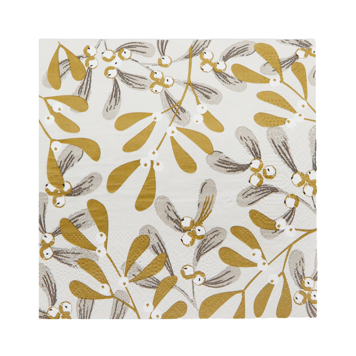 Gold Mistletoe Christmas Paper Napkins - 20 Pack | Christmas Decor |