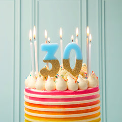 Blue Glitter Number Candle - 0