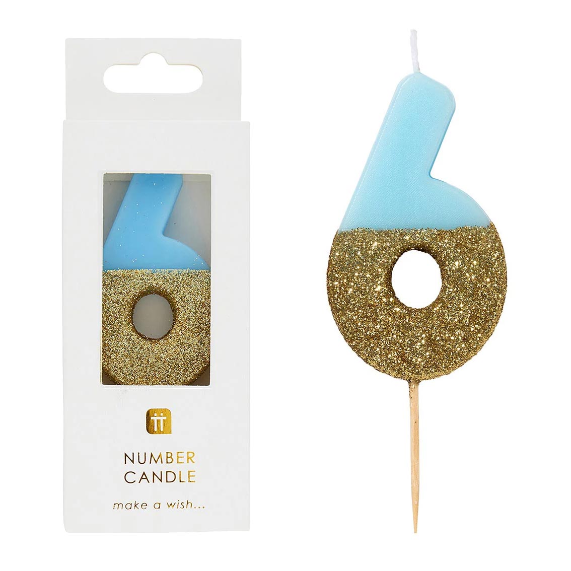 Blue Glitter Number Birthday Candles
