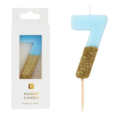 Blue Glitter Number Birthday Candles