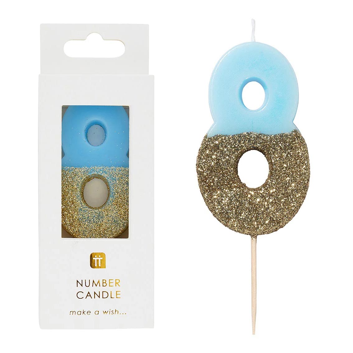 Blue Glitter Number Birthday Candles