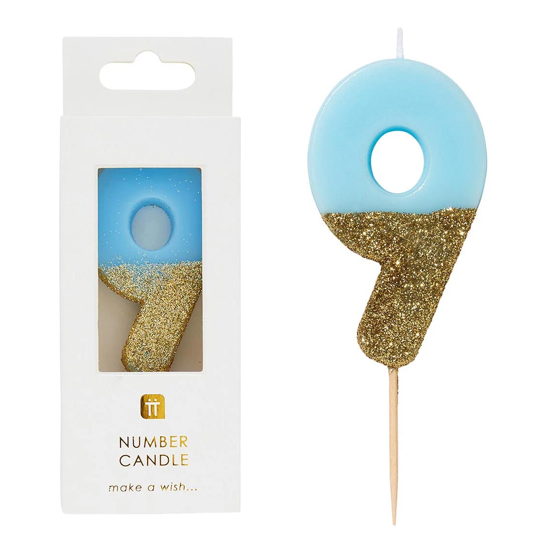 Blue Glitter Number Birthday Candles