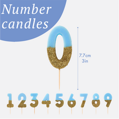 Blue Glitter Number Candle - 6