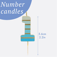 Blue & Gold Number Candle - 1 | Cake Candles |
