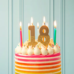 Gold Glitter Number Candle - 8