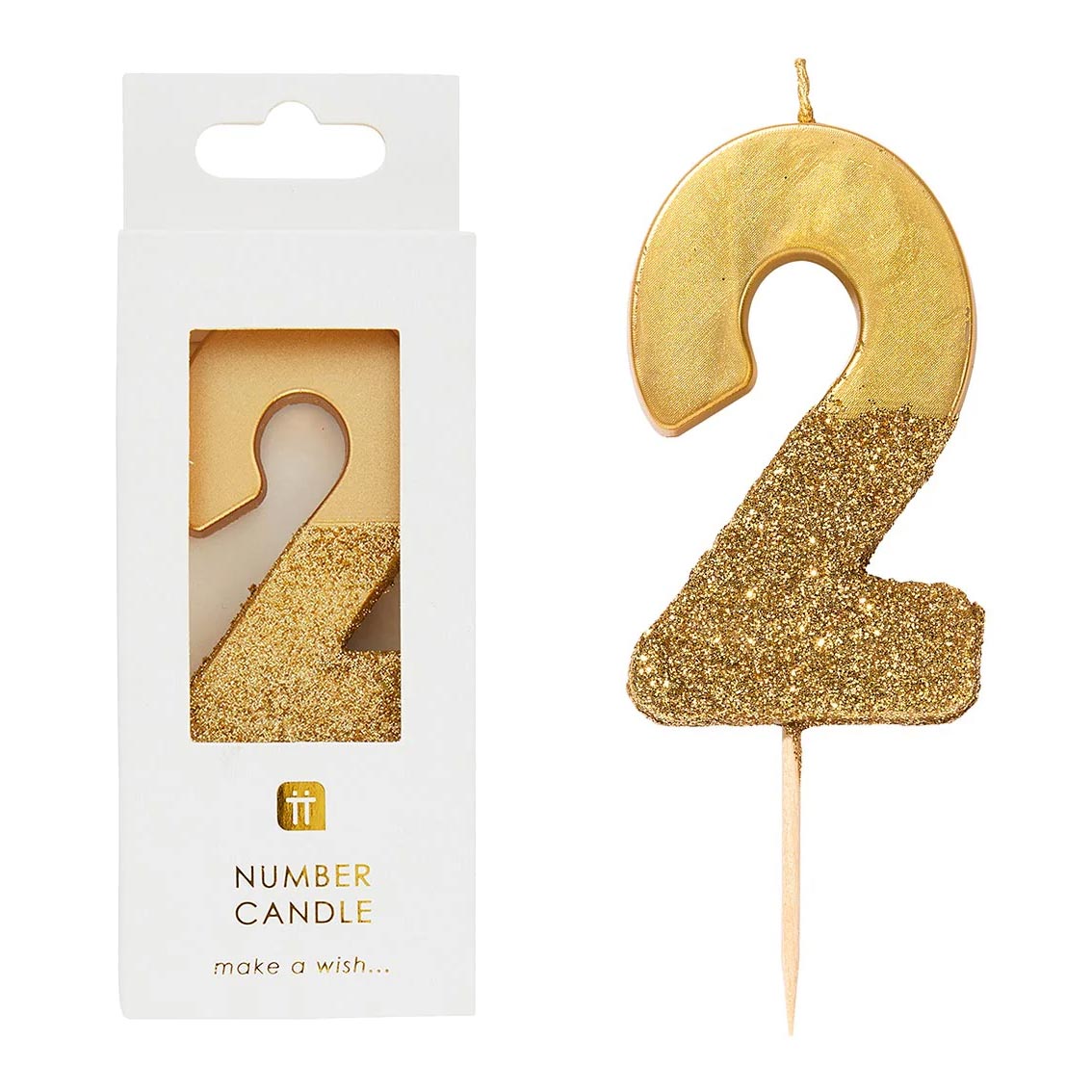 Gold Glitter Number Birthday Candles