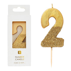 Gold Glitter Number Birthday Candles