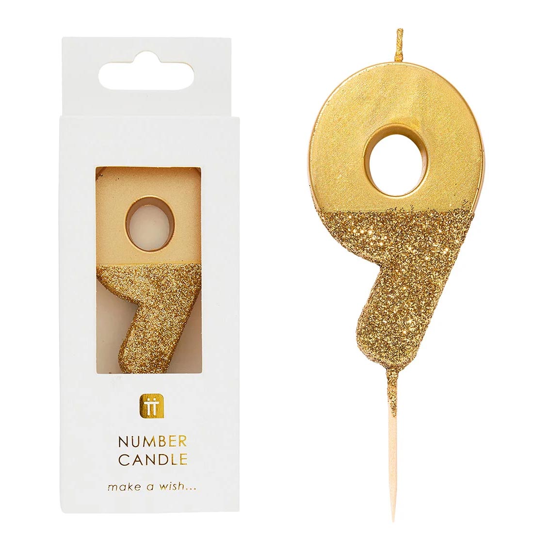 Gold Glitter Number Birthday Candles