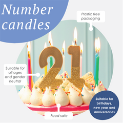Gold Glitter Number Candle - 8