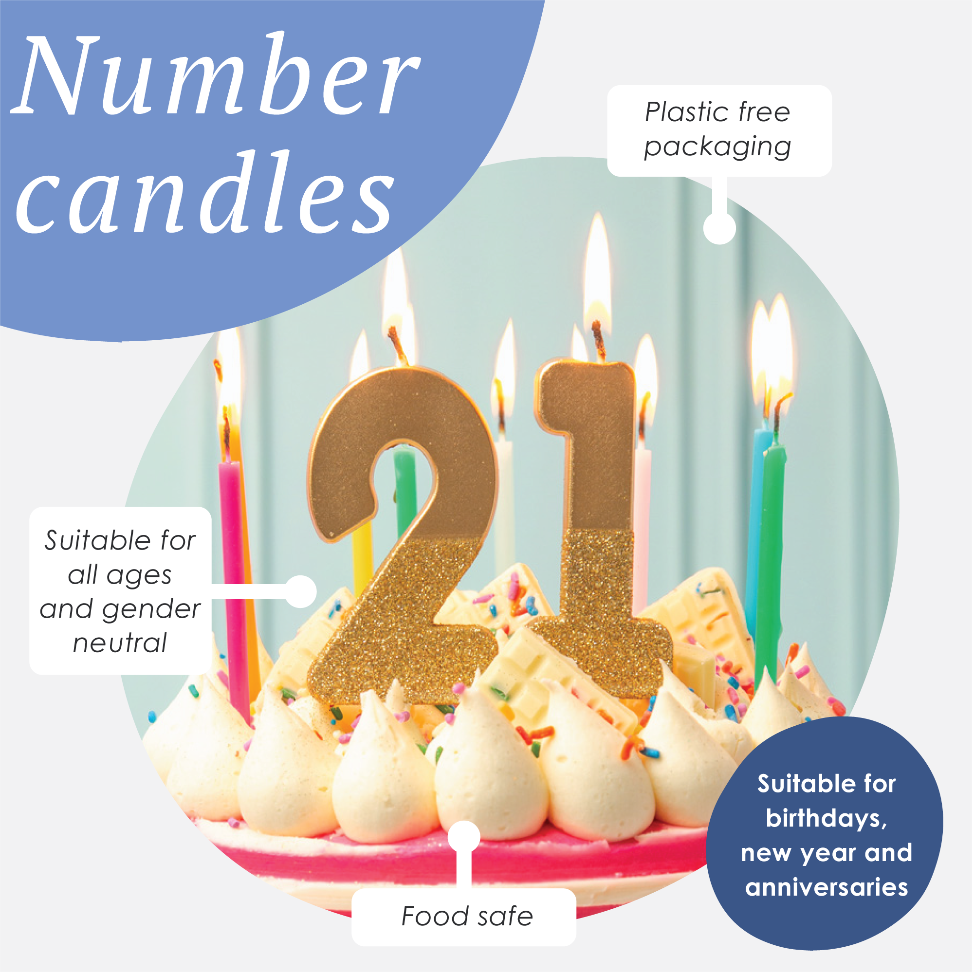Gold Glitter Number Candle - 6