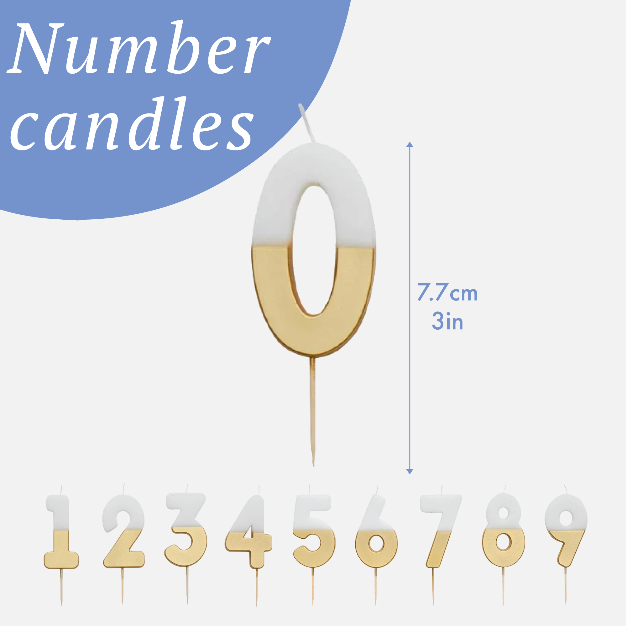 Gold & White Number Candles Starter Set - 0-9
