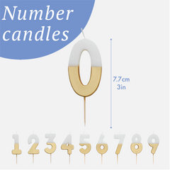 Gold & White Number Candles Starter Set - 0-9