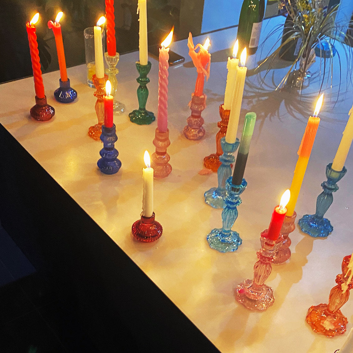 Glass Candle Holder Starter Set, Cool Colours | Summer Decor Gifts |