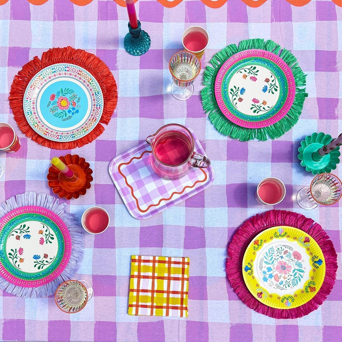 Floral Boho Paper Plates - 24 Pack | Summer Party Supplies |