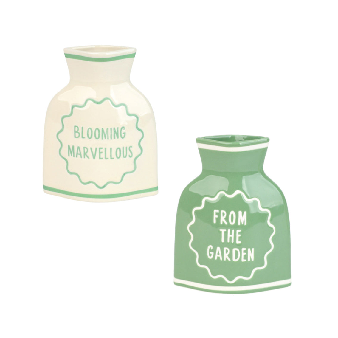 Cream & Green Ceramic Bud Vases Set | Summer Gifts |