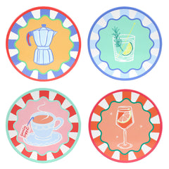 4 Drink Icons Coasters - Mixed Display - 20 Units | Summer Gifts |