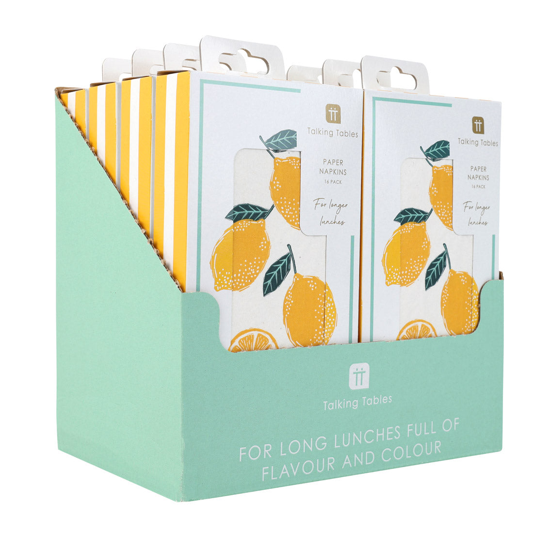 Lemon Long Lunch Paper Napkins - 8 Pack Display | Summer Napkins |