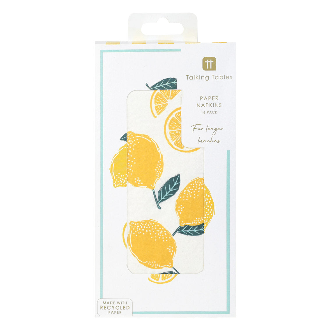 Lemon Long Lunch Paper Napkins - 8 Pack Display | Summer Napkins |