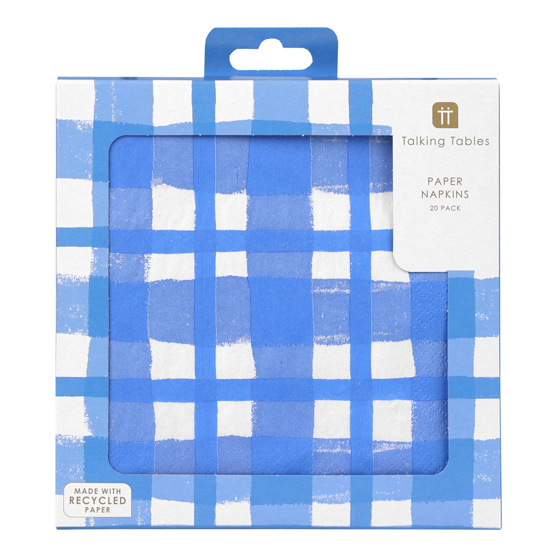 Blue & White Check Paper Napkins - 20 Pack | Summer Decor |