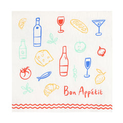 Bon Appetit Icons Recycled Paper Napkins - 20 Pack | Summer Decor |