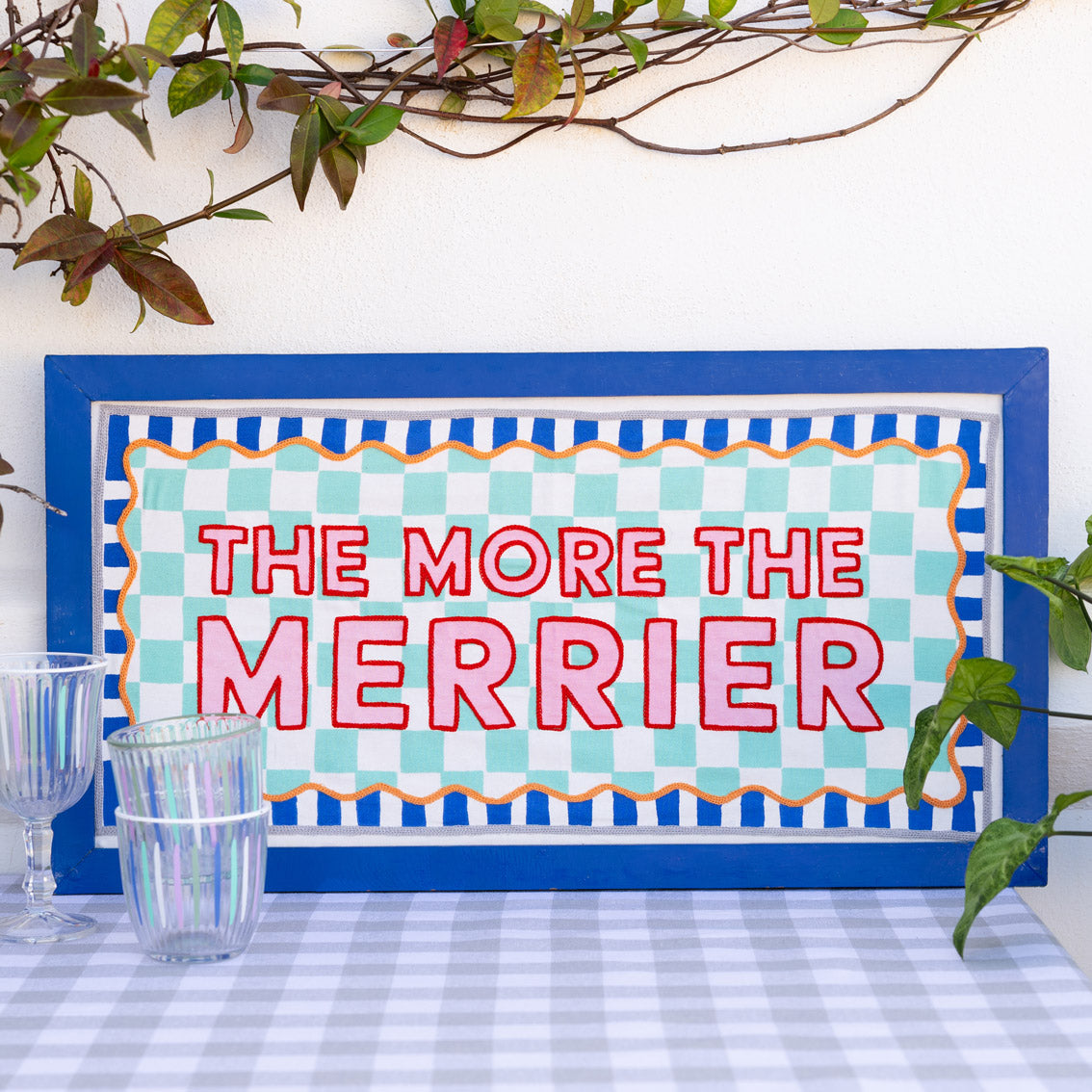 Blue & White Striped Glass Tumblers | Summer Glassware |