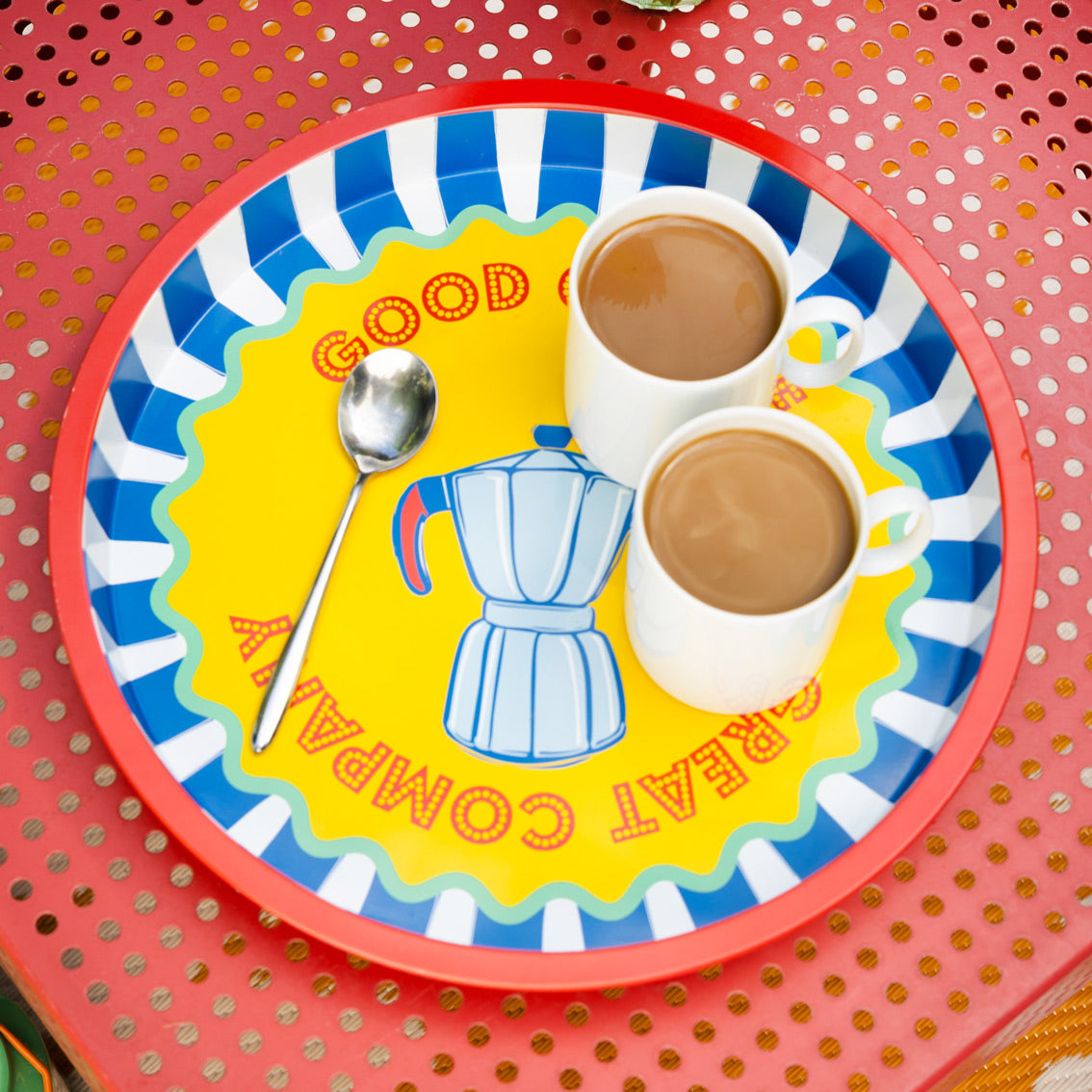 Coffee Tin Tray - 30cm | Summer Gifts |
