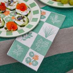 Herb Long Lunch Paper Napkins - 8 Pack Display | Summer Dinner Napkins |