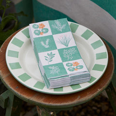Herb Long Lunch Paper Napkins - 8 Pack Display | Summer Dinner Napkins |