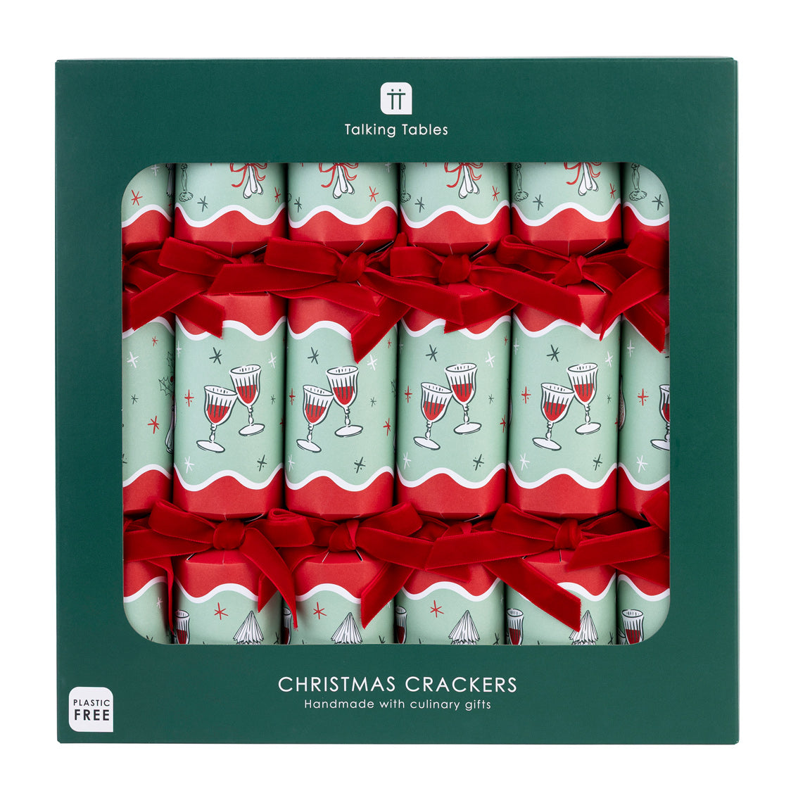 Bon Noel Green Christmas Crackers - 6 Pack | Christmas Decor |
