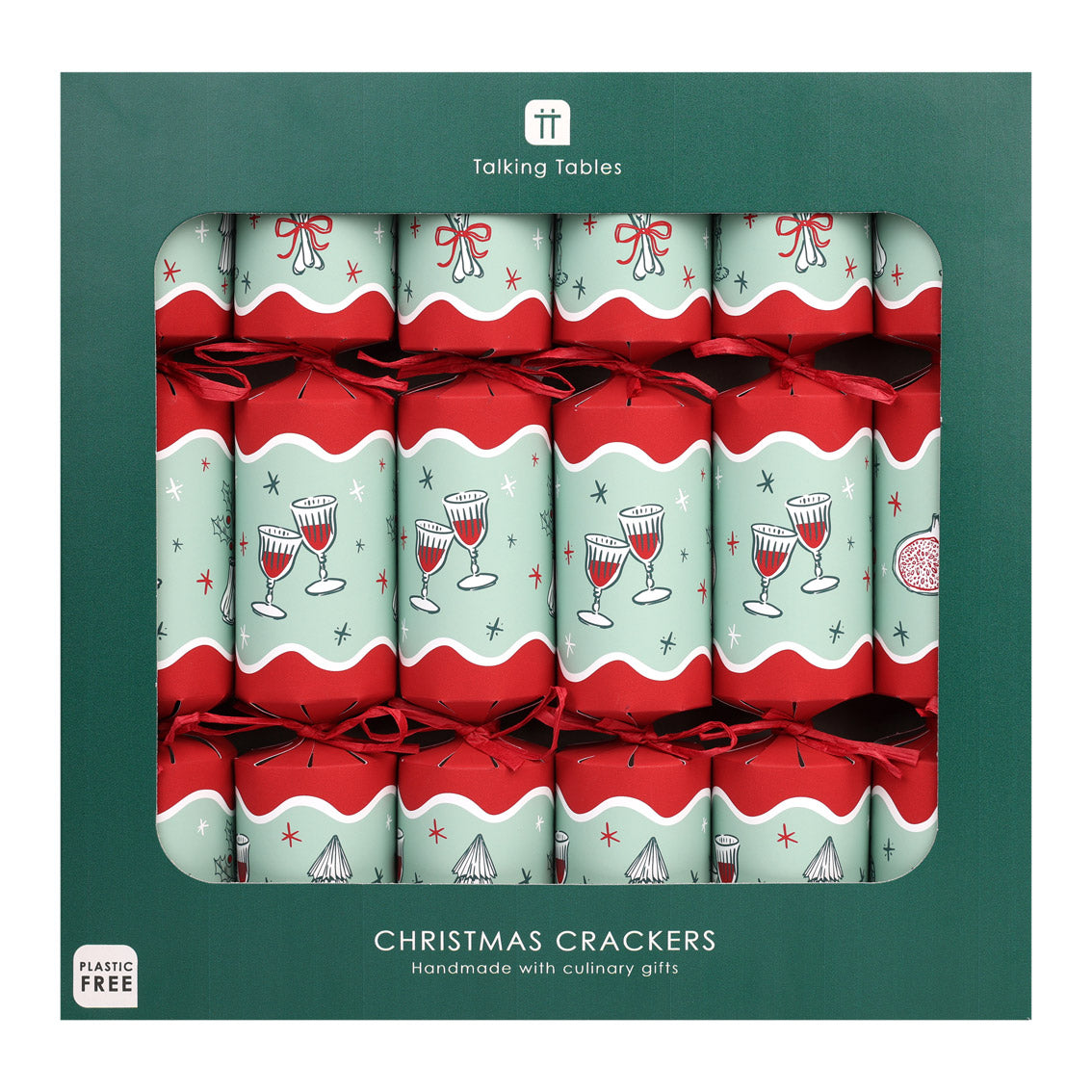 Bon Noel Green Christmas Crackers - 6 Pack | Christmas Decor |